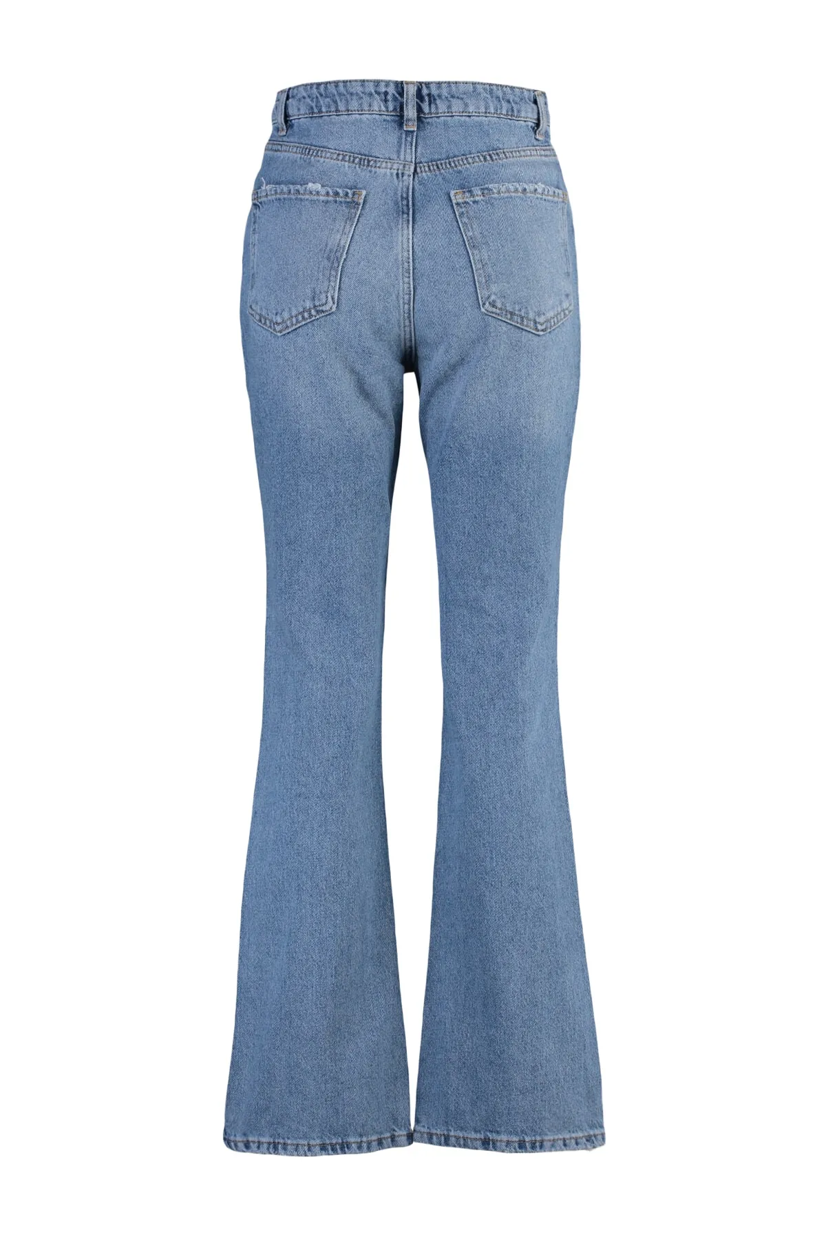 Trendyol Collection  Blaue Schlagjeans mit zerrissenem Detail und hoher Taille TWOSS22JE0440