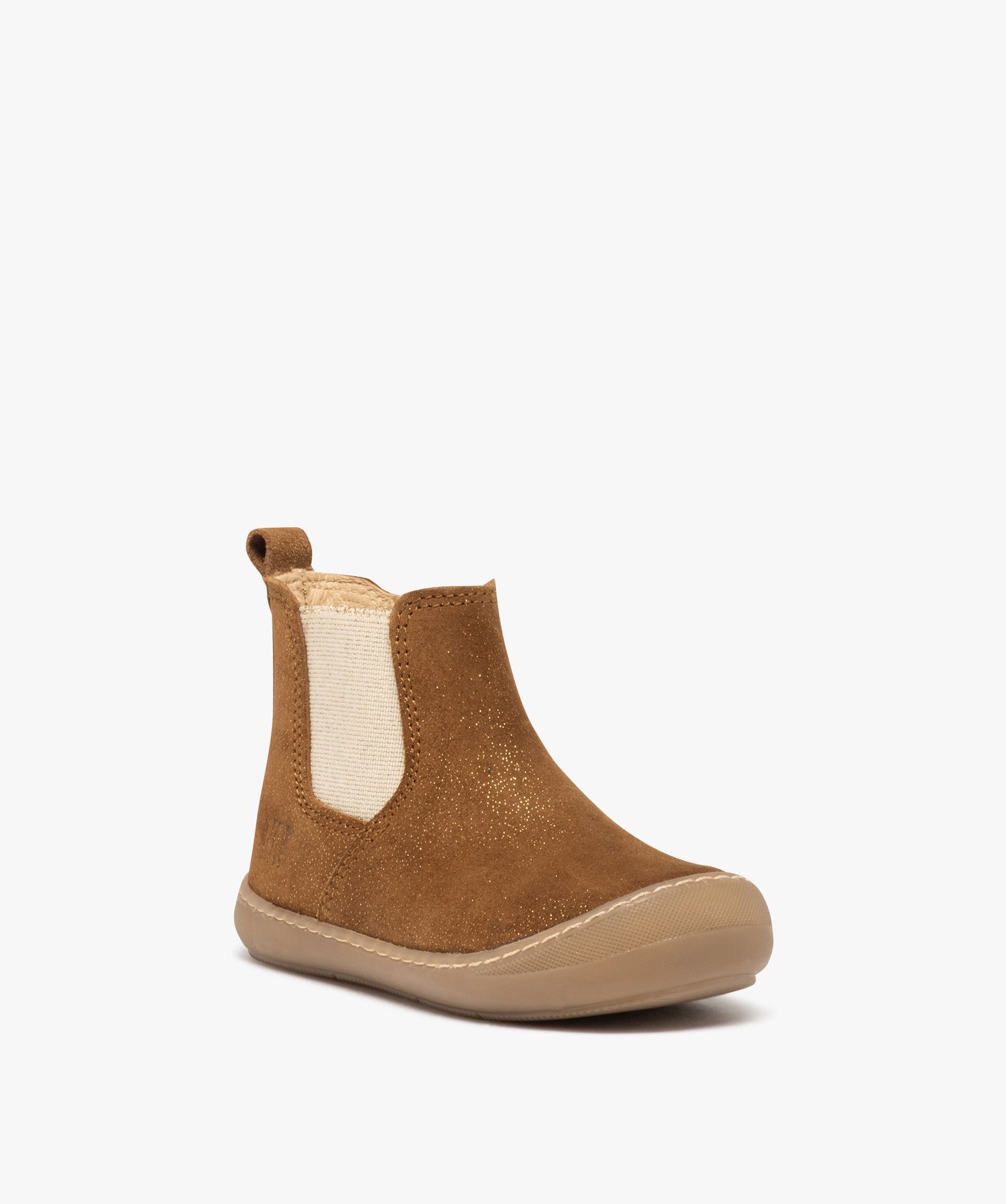 Boots bébé fille en cuir style Chelsea à paillettes - NA! camel | GEMO