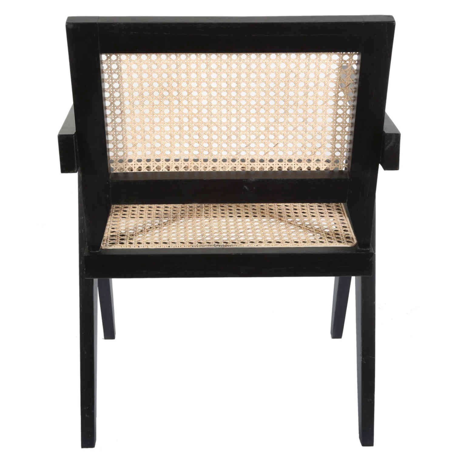 Casa Moro Rattanstuhl Teak Rattan Sessel NICO mit Armlehnen Retrostuhl (Armlehnstuhl breit & stabil für Garten Terrasse Küche Lounge Esszimmer), Kunsthandwerk, Jedes Stück ein Unikat