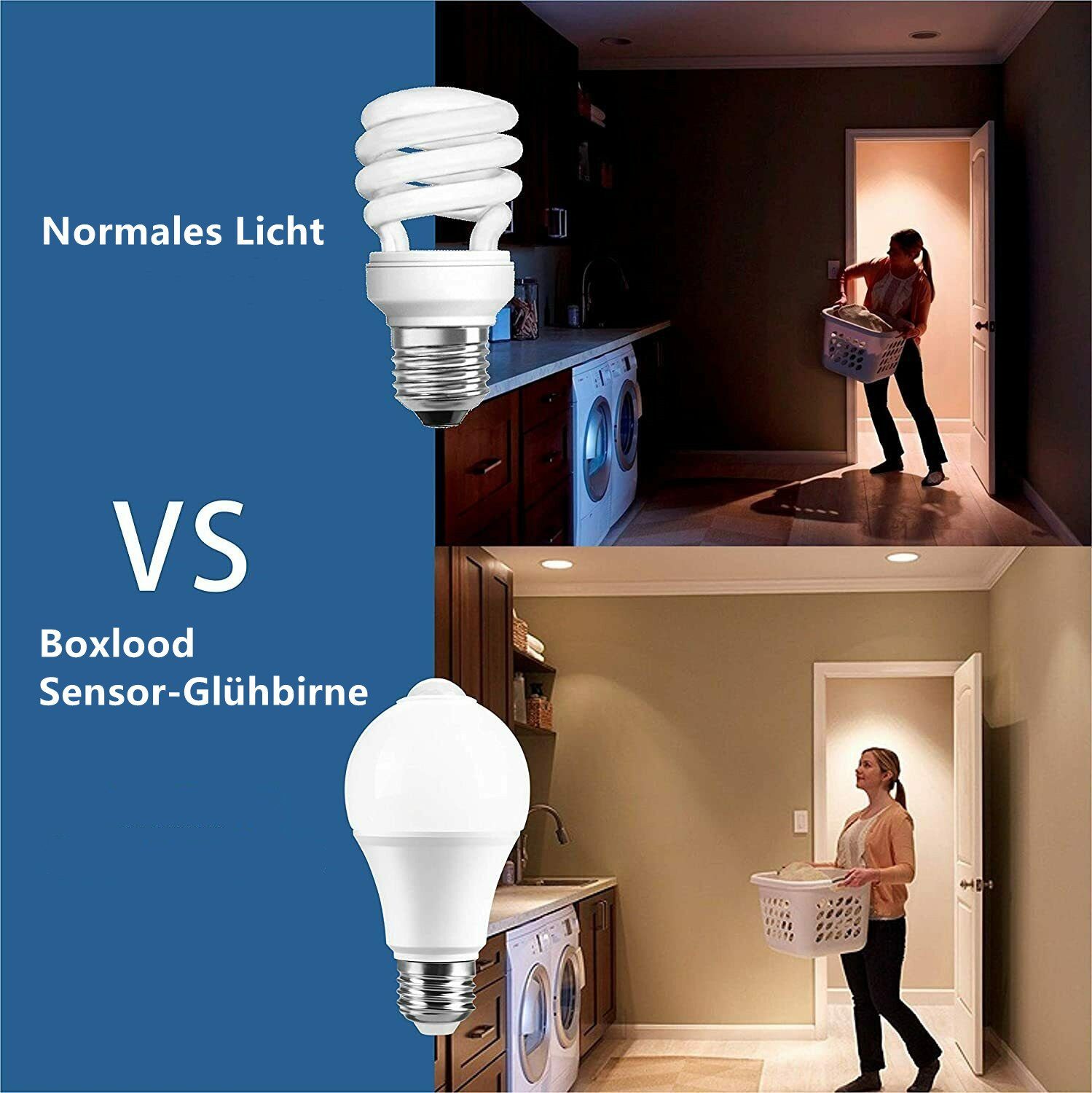 iscooter E27 mit PIR Bewegungsmelder, 12W Smarte Lampe, 120°, Auto on/off