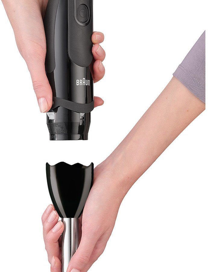 Braun Stabmixer MQ 5277BK MultiQuick 5 Vario, 1000 W, mit Schneebesen, Küchenmaschine, Gemüsestampfer und 600 ml Mixbecher
