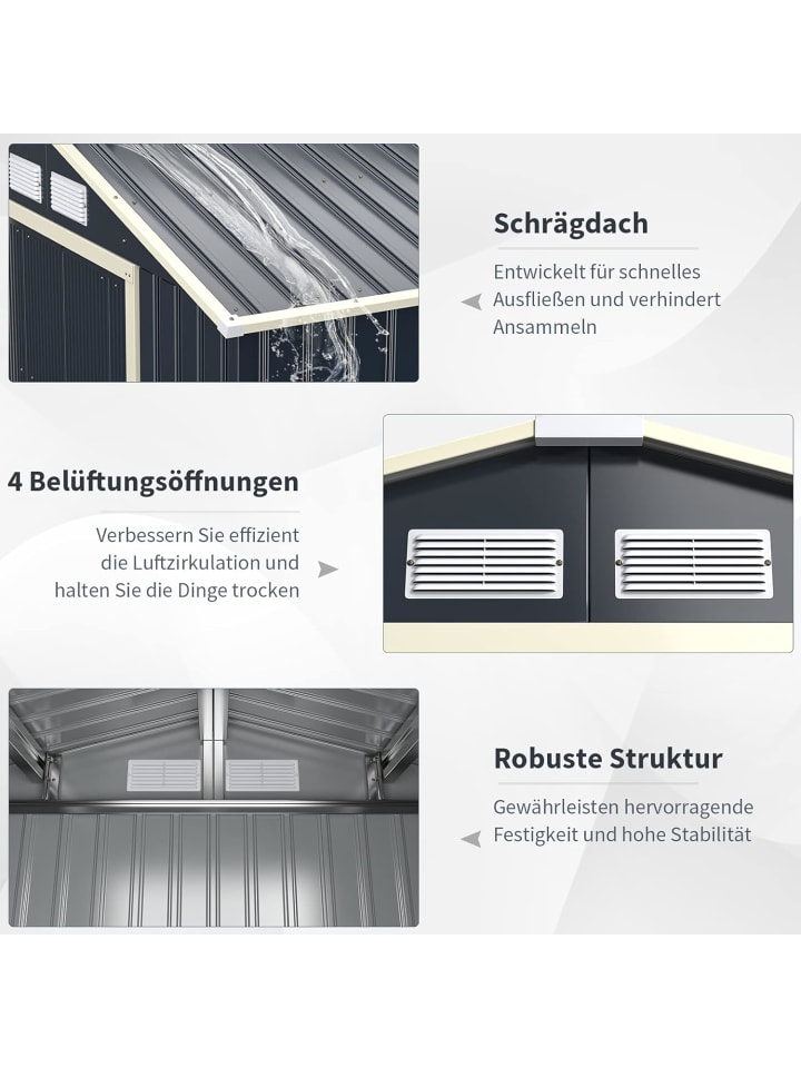 COSTWAY Gerätehaus Metall 340x255x210cm in Grau günstig kaufen onesize