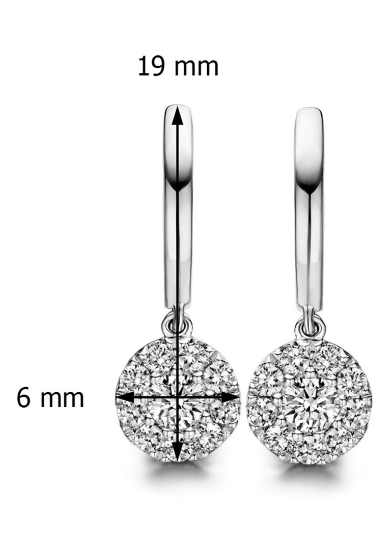Diamond Point White gold earrings, 0.65 ct diamond, Hearts & Arrows