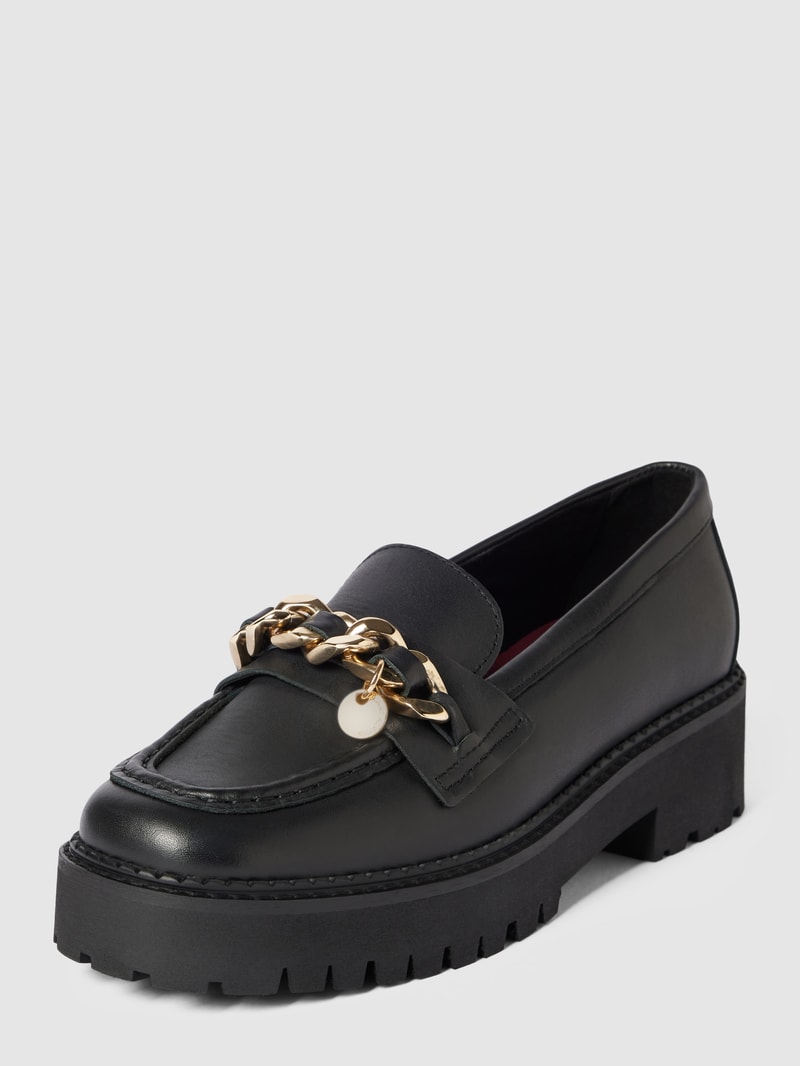 Penny-Loafer aus Leder mit Label-Detail Modell 'CHAIN CHUNKY' in schwarz