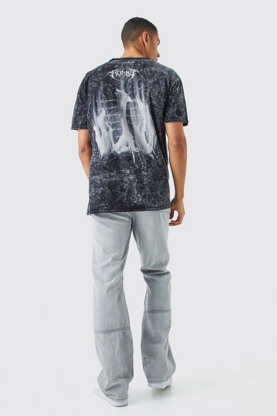 Oversize T-Shirt mit Acid-Waschung und Print