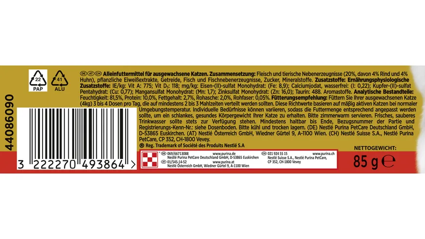 PURINA GOURMET Gold Feine Komposition mit Rind & Huhn 85 g