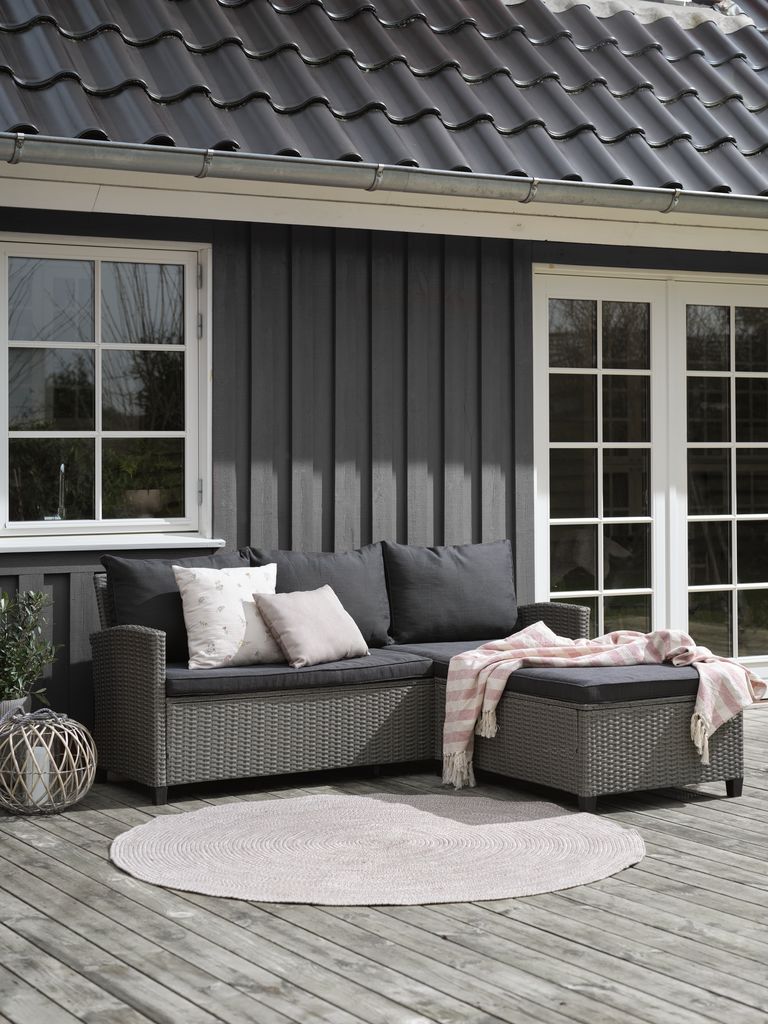 Sofá de 3 lugares ONDRUP com chaise longue, cinza