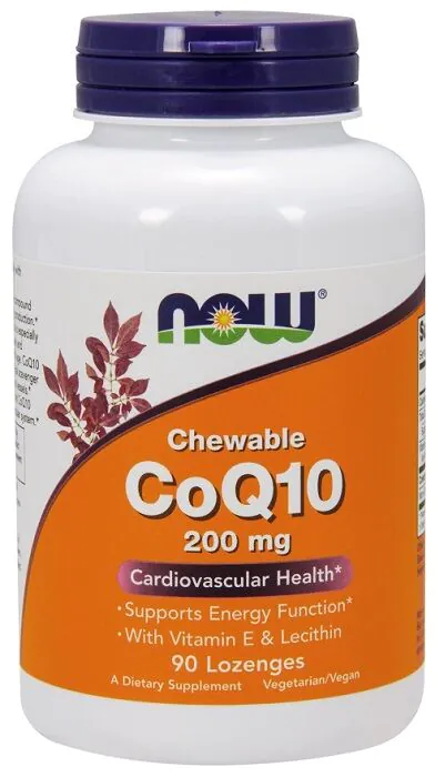 Now Foods CoQ10 са лецитином и витамином Е 200 мг, дијететски суплемент са коензимом Q10 и глогом, пастиле