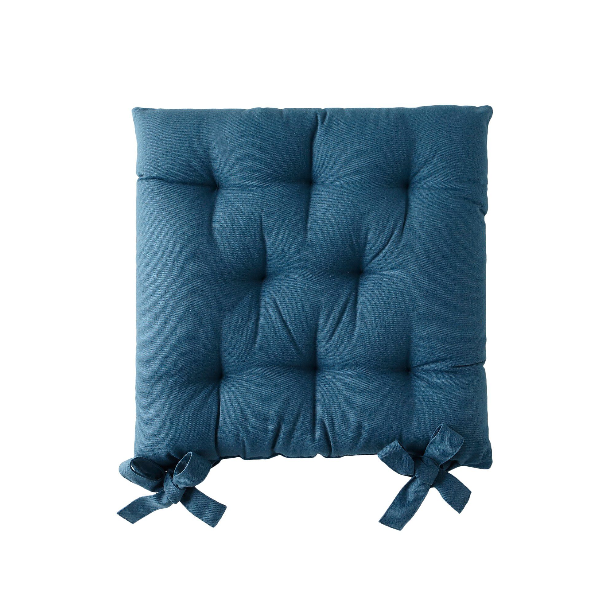 Galette de chaise carrée unie coton bachette