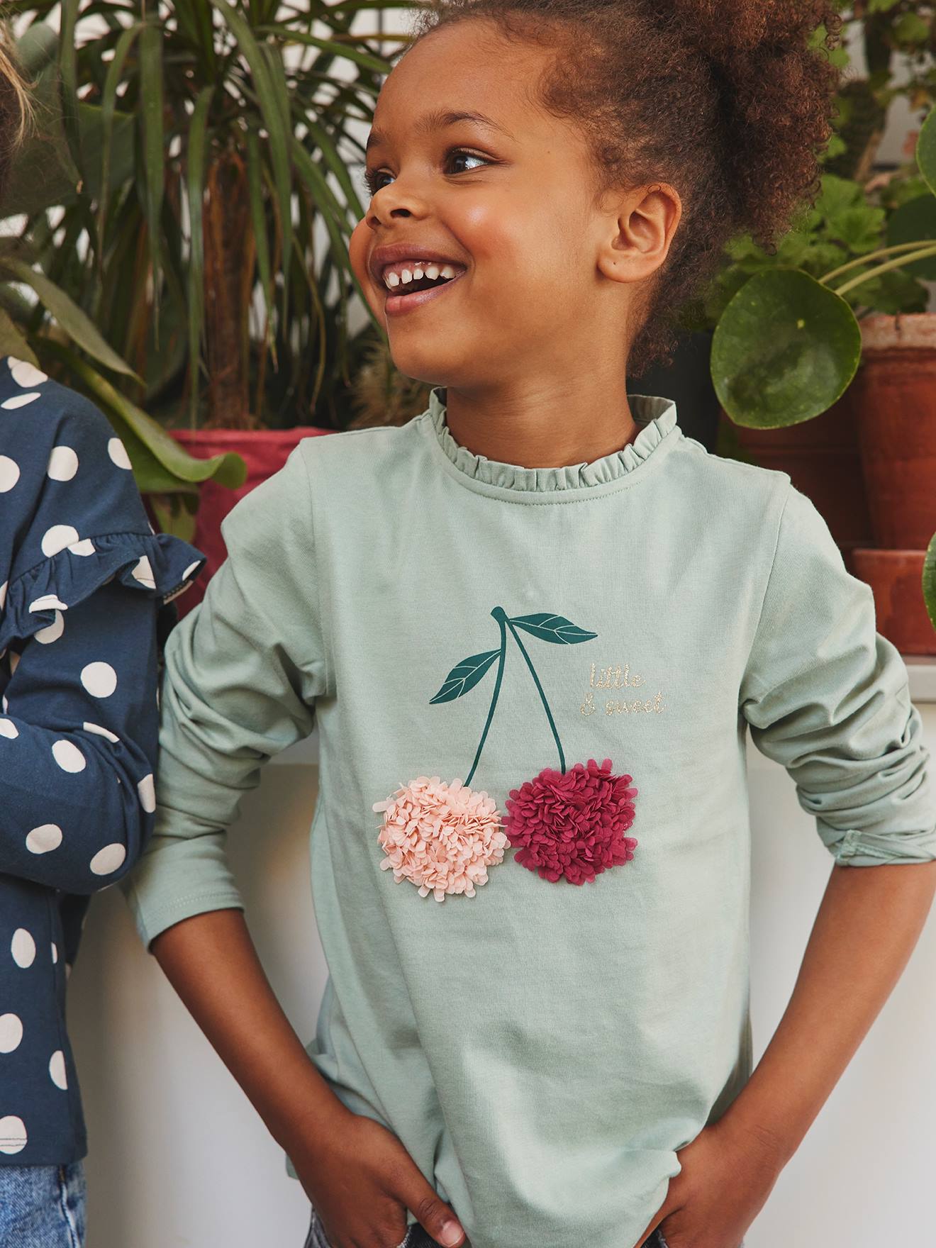 T-shirt motif fantaisie en relief fille curry