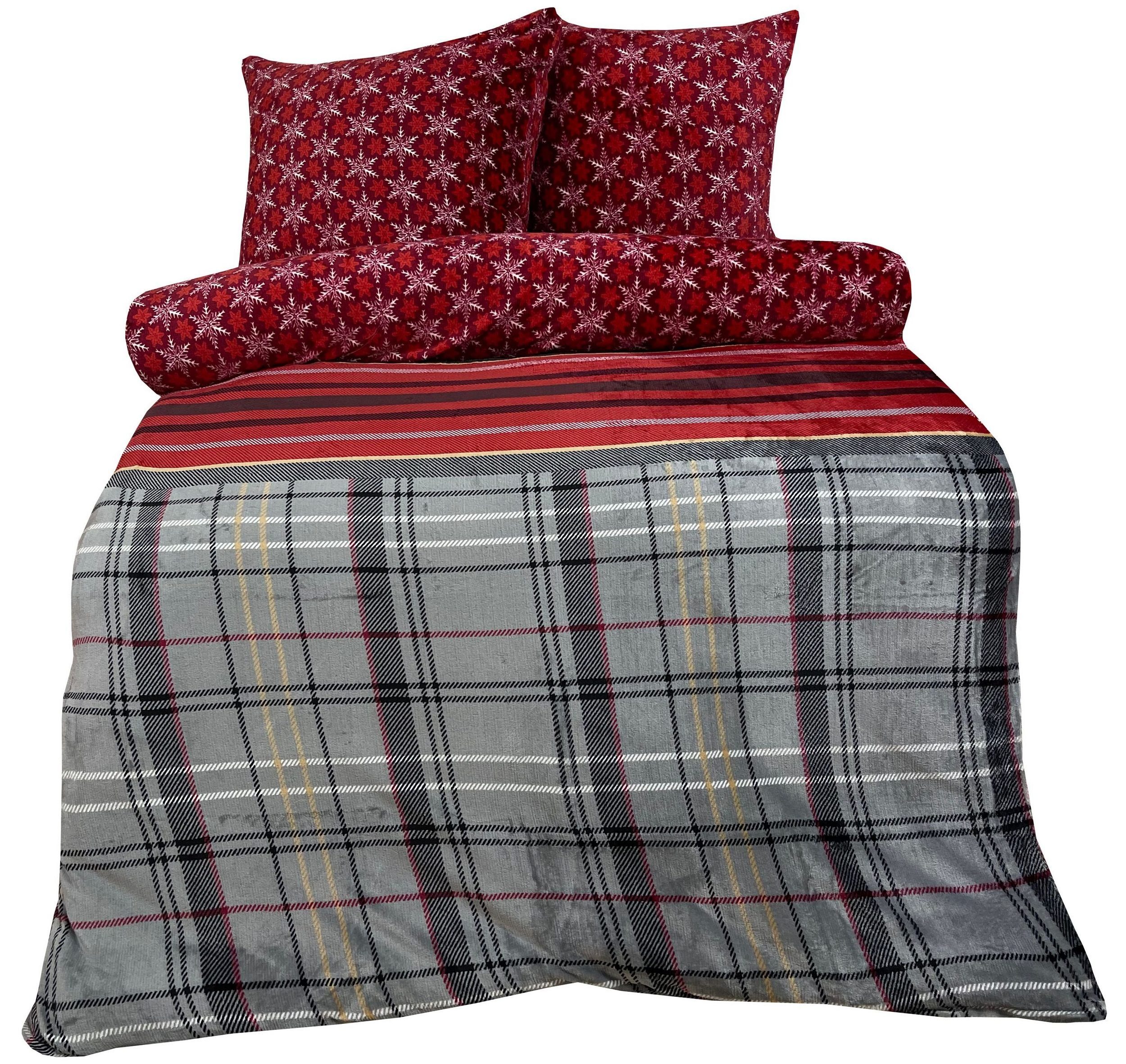 Bettwäsche Winter Cashmere Touch, One Home, Fleece, 3 teilig, flauschig warmes Teddy Plüsch, Kristall Doppelbett