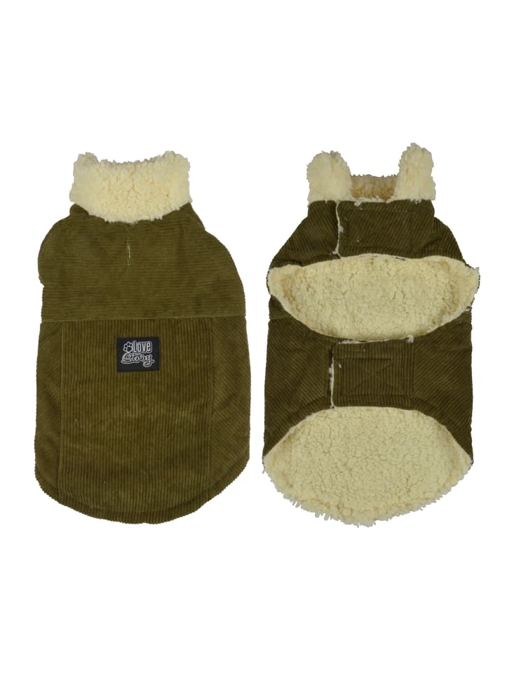 dynamic24 Hunde Mantel Cord Winterjacke Hundemantel  in Khaki günstig kaufen 35