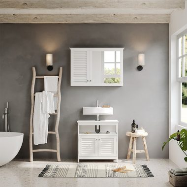 Vicco Badezimmerspiegelschrank Badschrank mit Spiegel Riad Weiß