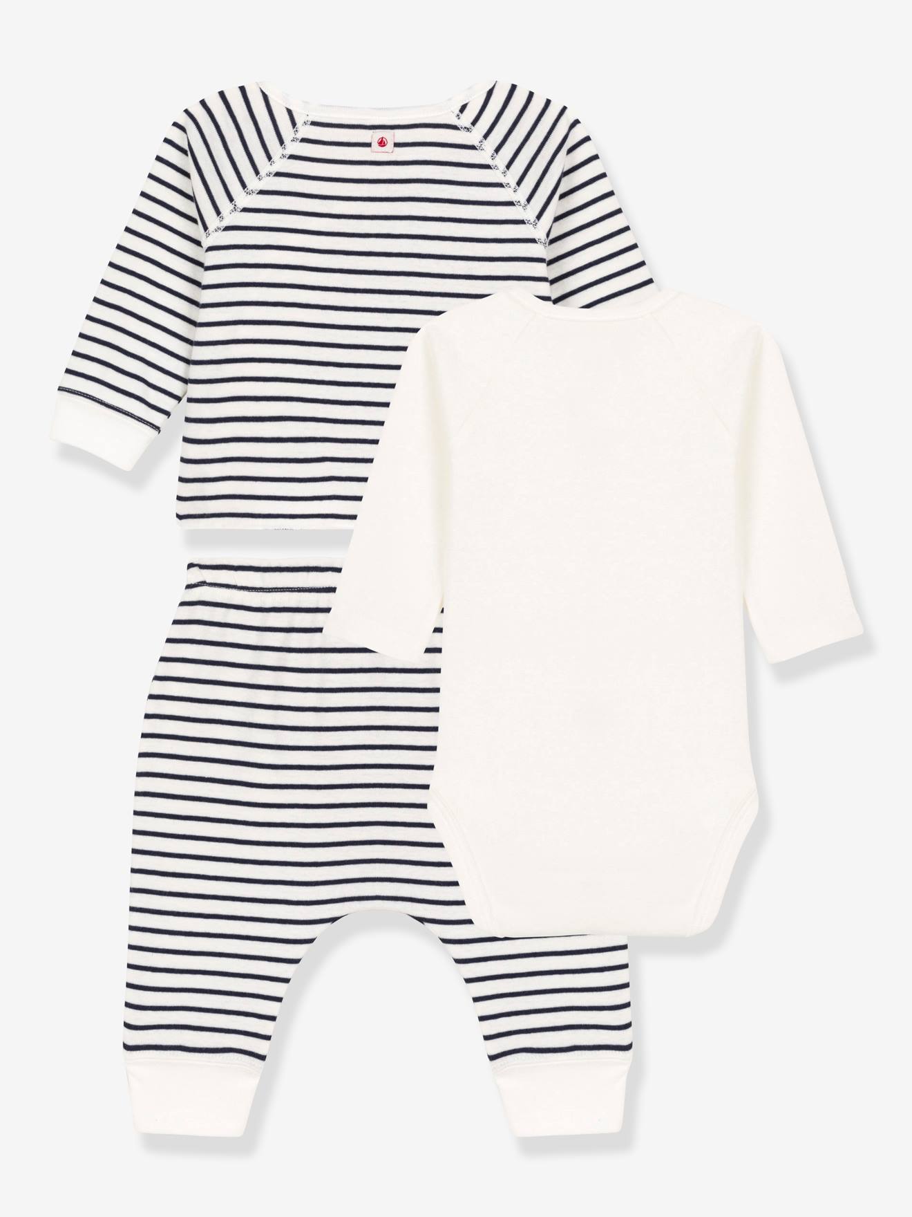 Ensemble 3 pièces en coton bio PETIT BATEAU écru