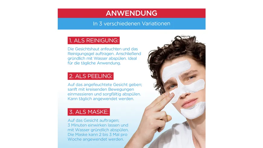 Garnier Hautklar 3in1 Reinigung+Peeling+Maske - Effiktive Pflege für unreine und fettige Haut für ein klares Hautbild 150 ml