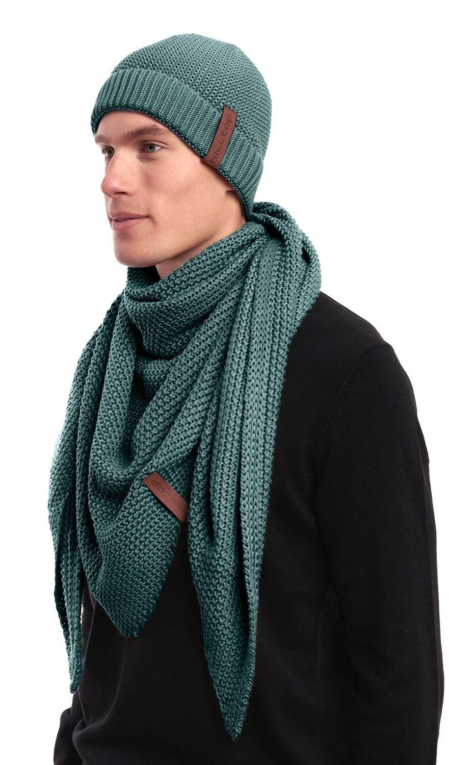 Hilltop Strickmütze Unisex Winterset, Damen Mütze und Schal, Herren Mütze Strickschal, XXL