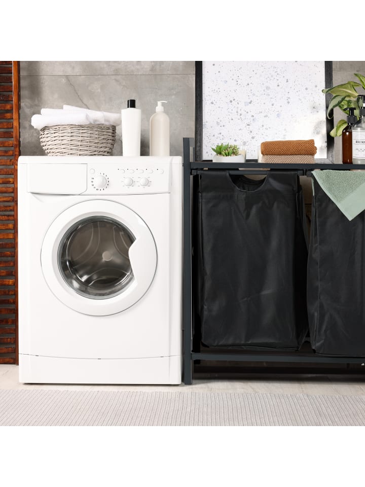 relaxdays Wäschekorbregal in Schwarz/ Braun - (B)73 x (H)72 x (T)33 cm günstig kaufen onesize