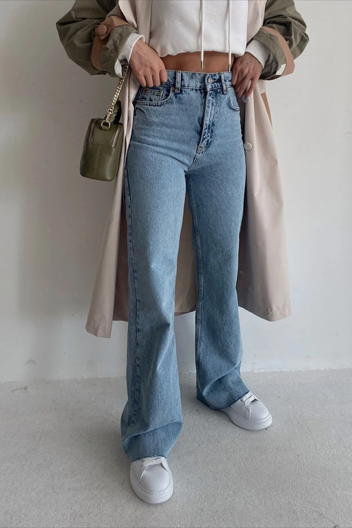 Ramrod Jeans  Leka Blue Snow Washed Lycra Palazzo-Hose mit weitem Bein