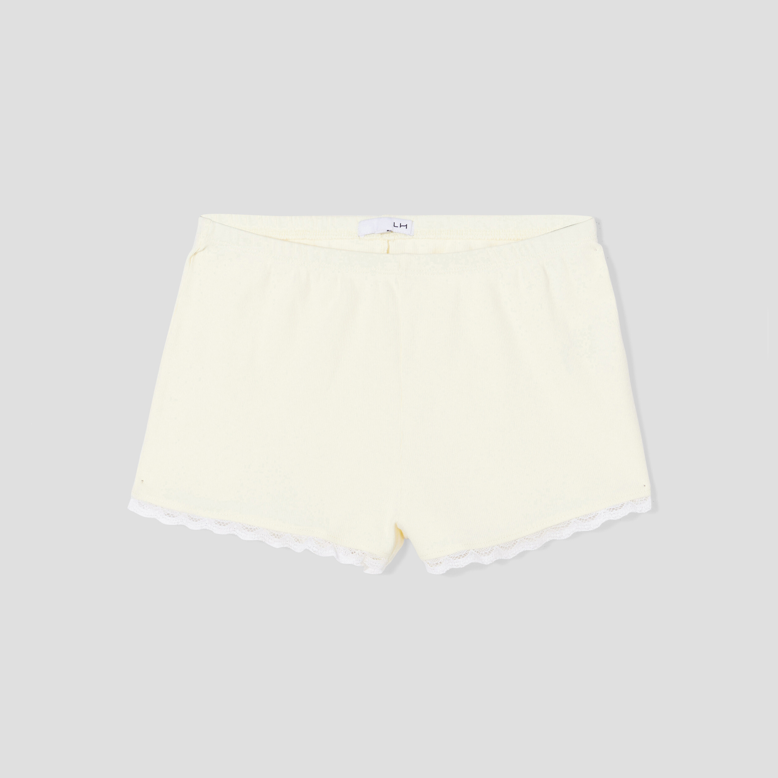 Bas de pyjama short liserés dentelle jaune clair femme | La Halle