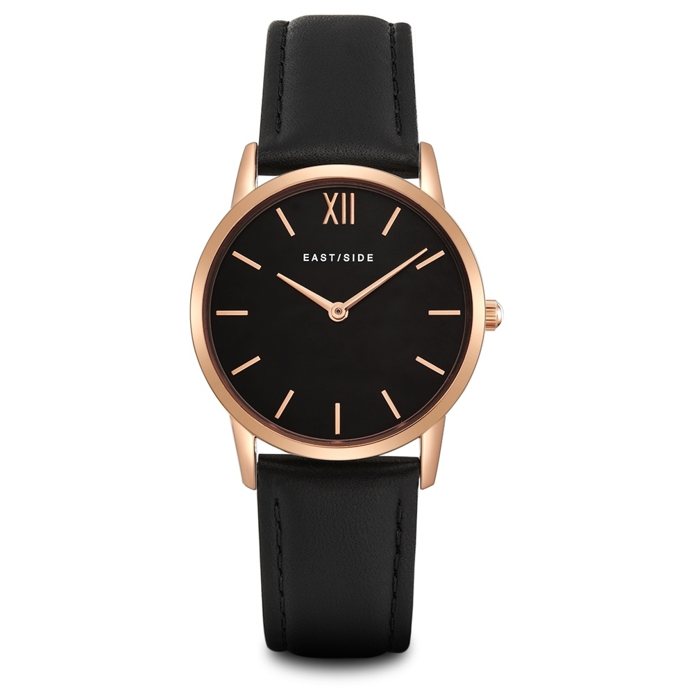 EASTSIDE Montre à quartz Upper Union en Or rose Cuir véritable en Noir Montre