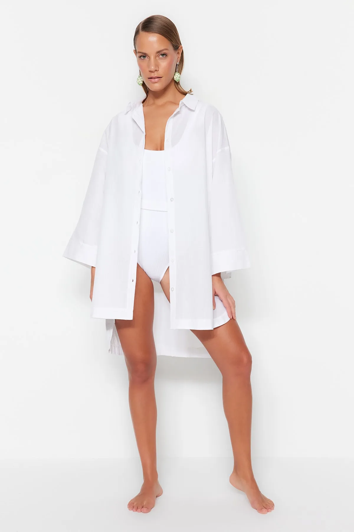 Trendyol Collection  Hemd - Weiß - Oversized