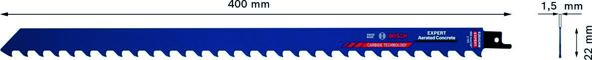 Bosch Blue Accessories 2608900413 Expert „Porenbeton“ S 2041 HM Säbelsägeblatt, 1 Stück