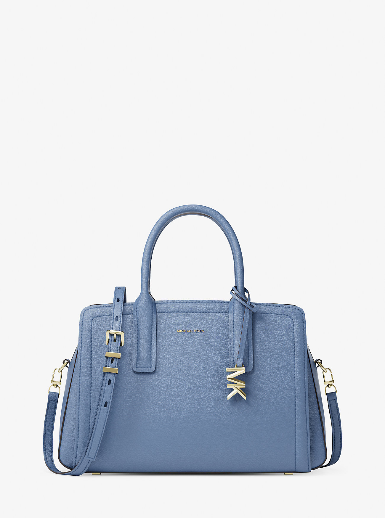 Laila Medium Leather Satchel - FRENCH BLUE