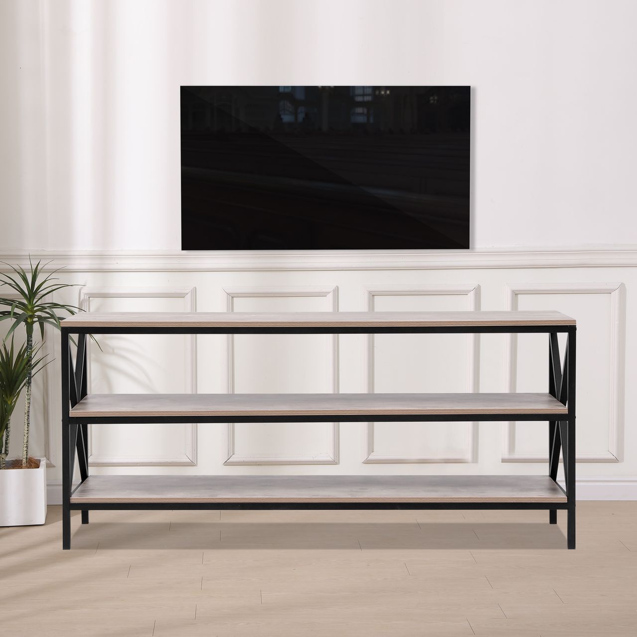 Happy Home Happy Home TV Schrank Regal Sideboard mit 3 Ablagen HWB13-HOL Holz