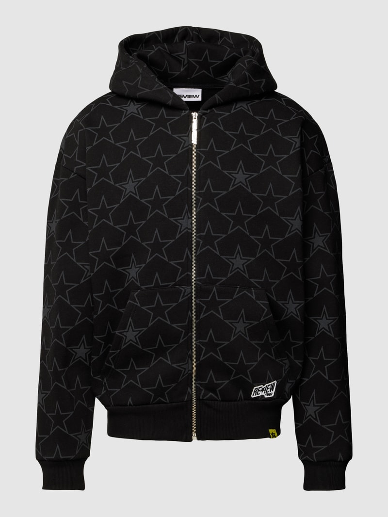 Sweatjacke mit Allover-Print in schwarz