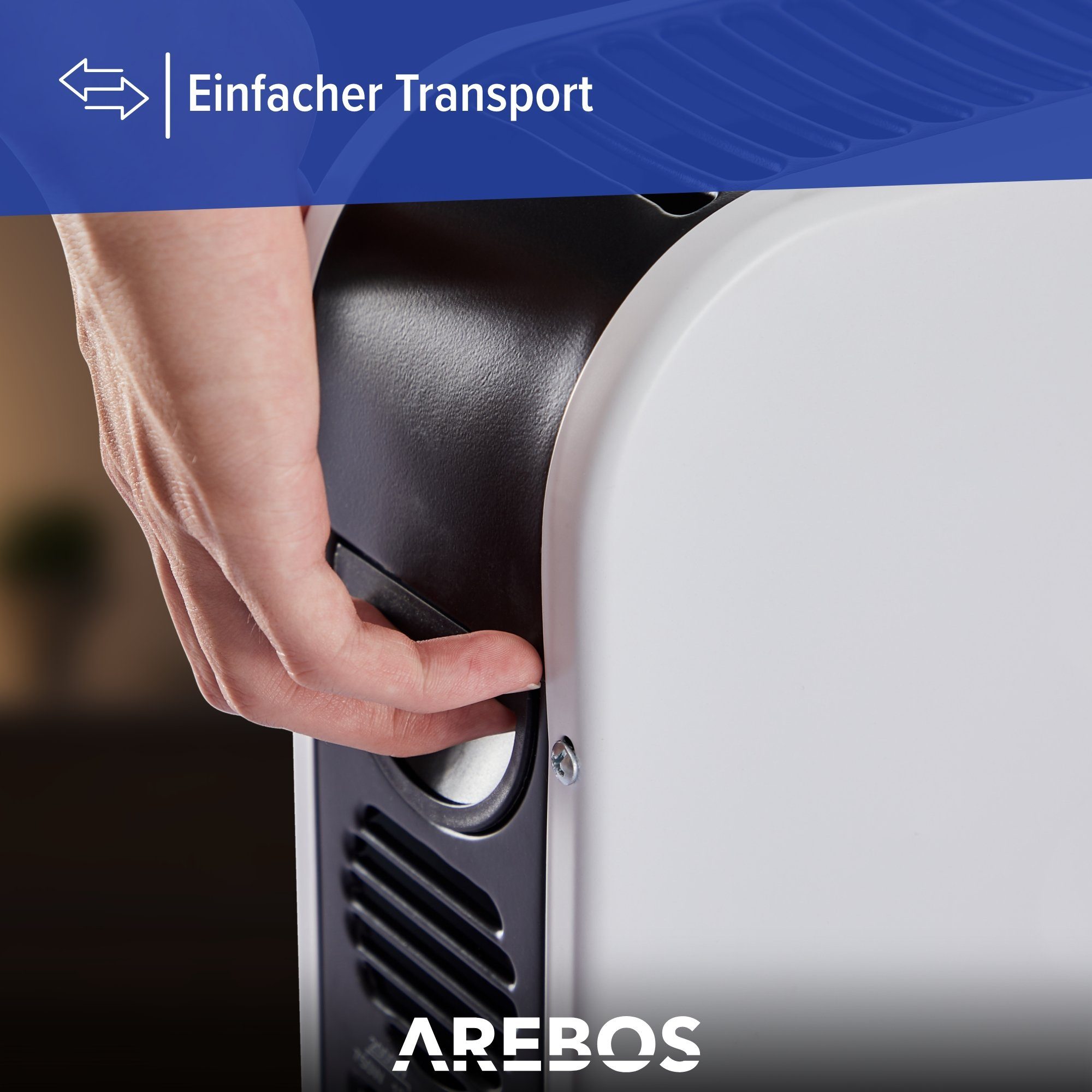 Arebos Konvektor Elektroheizung mit 3 Heizstufen, leise Heizung, schwarz oder weiss