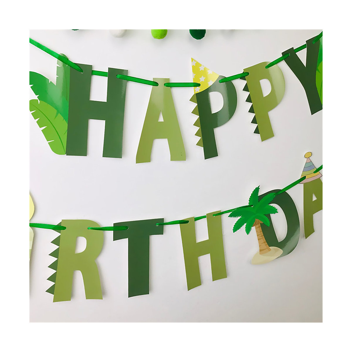 Happy Birthday Banner Girlande Dinosaurier Partydeko für Kinder