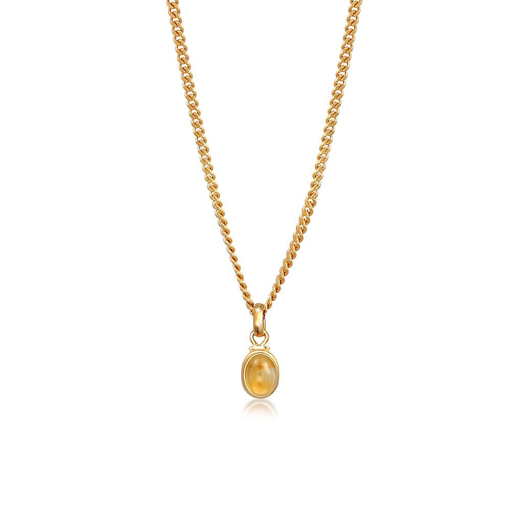 Elli PREMIUM Elli PREMIUM Collier Pendentif pour dames en pierre cabochon ovale classique avec collier