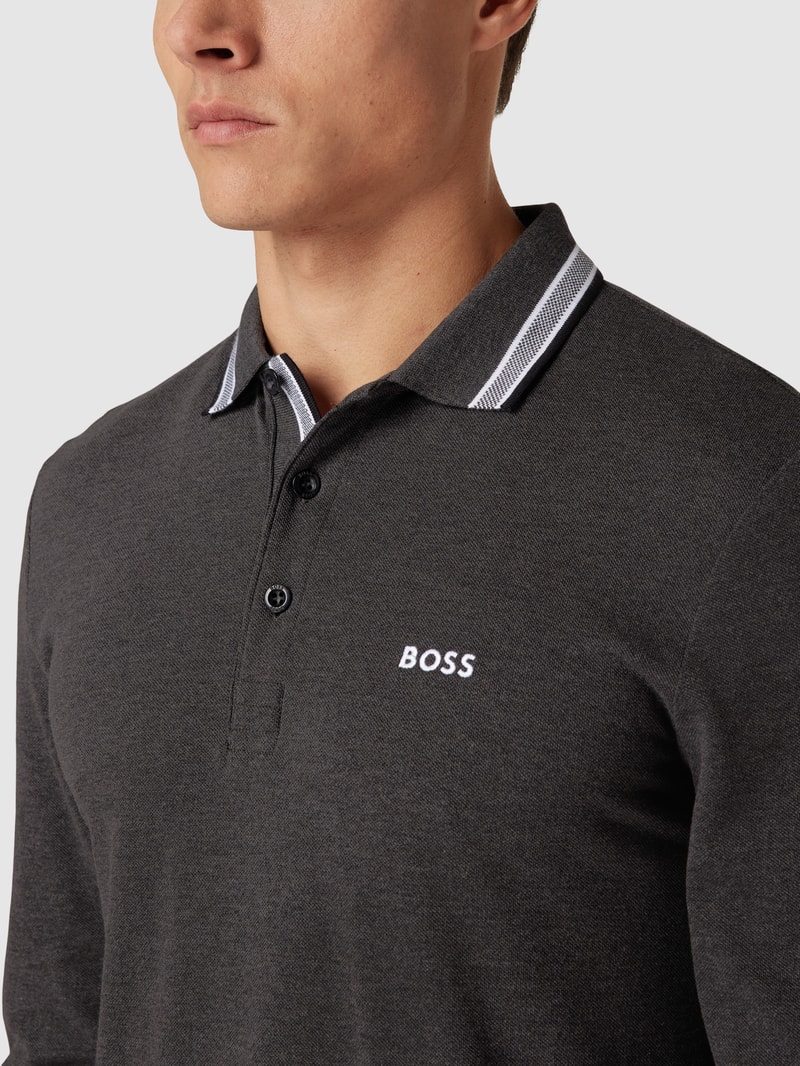 Poloshirt mit langen Ärmeln Modell 'PLISY' in anthrazit