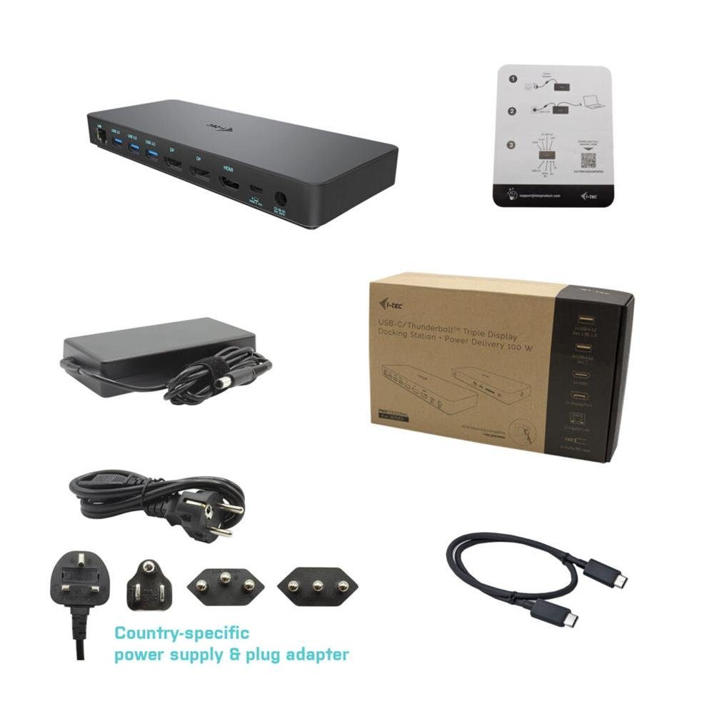 I-TEC Laptop-Dockingstation USB-C/Thunderbolt Triple Display Docking Station + Power Delivery 100W
