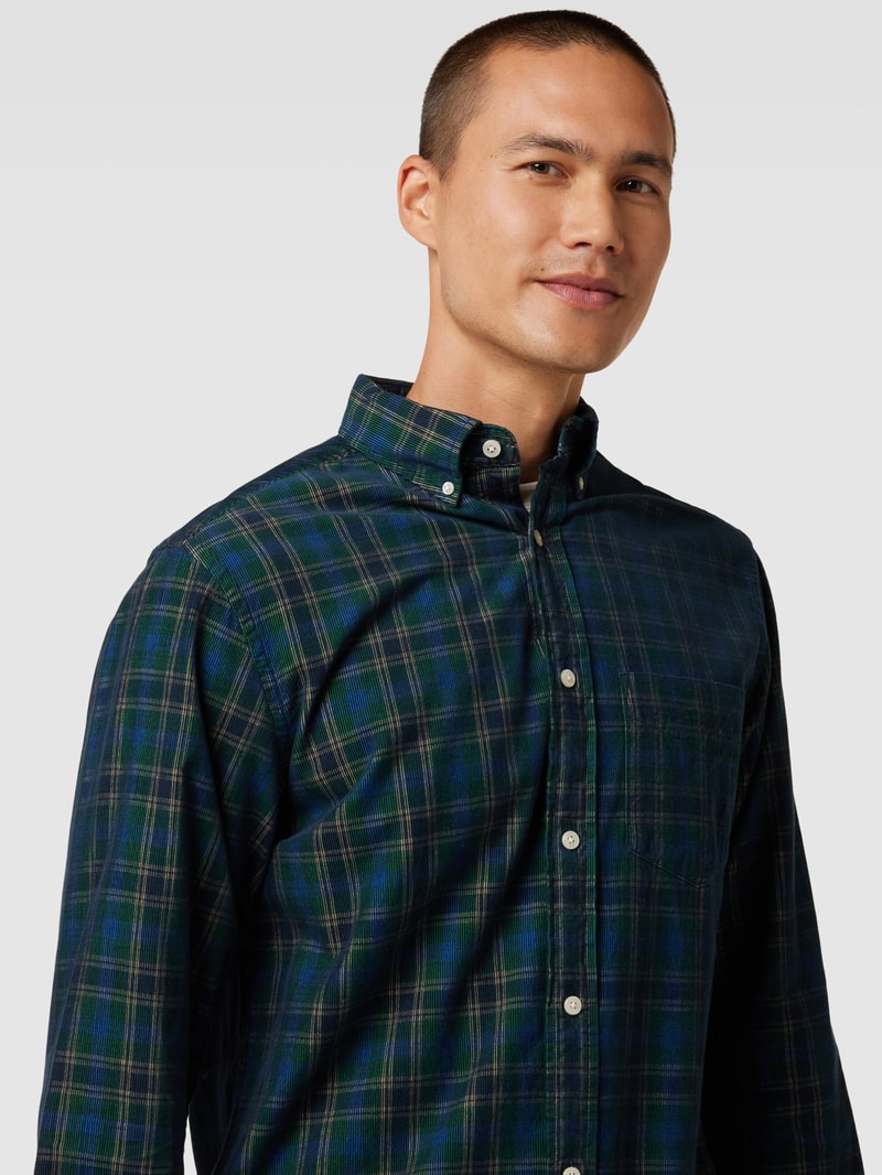 Regular Fit Freizeithemd mit Label-Stitching in grün