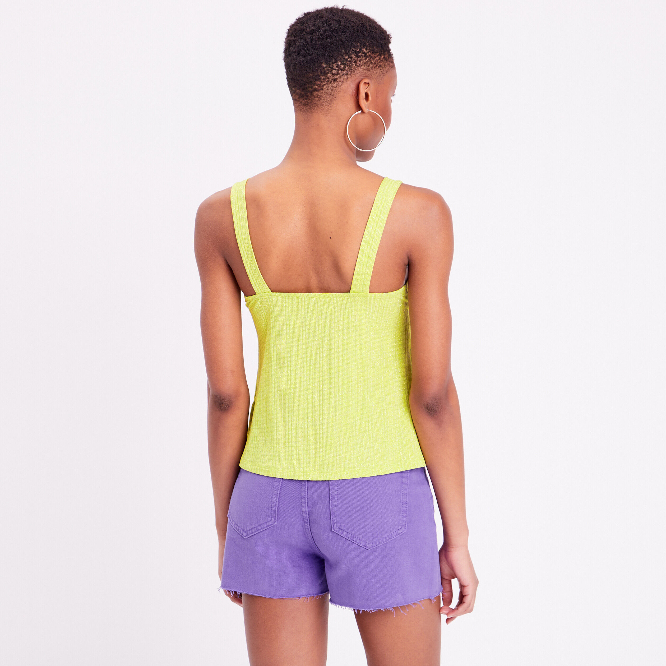 Débardeur col en V à anneau vert fluo femme | Cache Cache