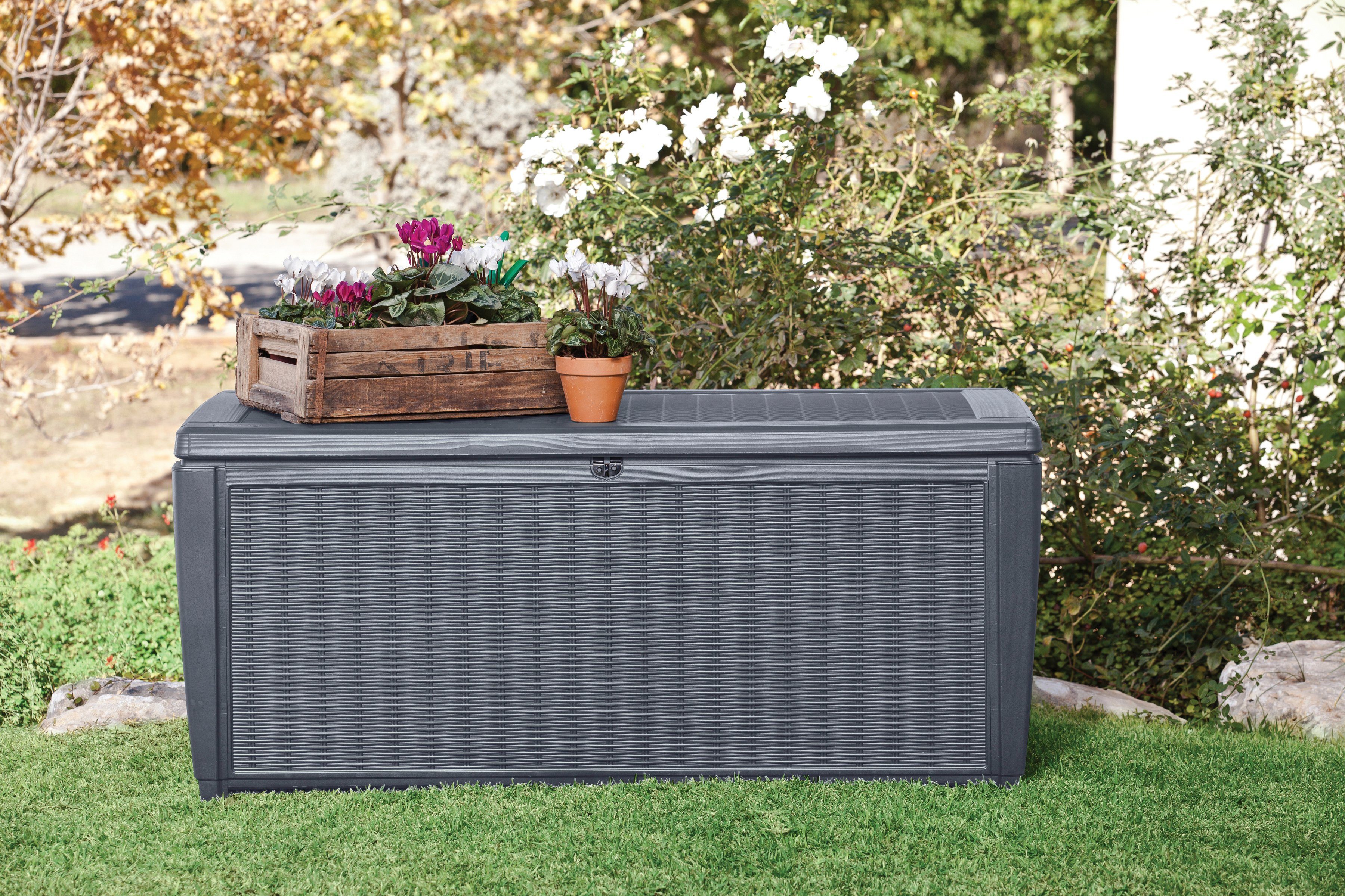 Keter Kissenbox Sumatra Box Rattan, anthrazit, ca. 145x72x64 cm