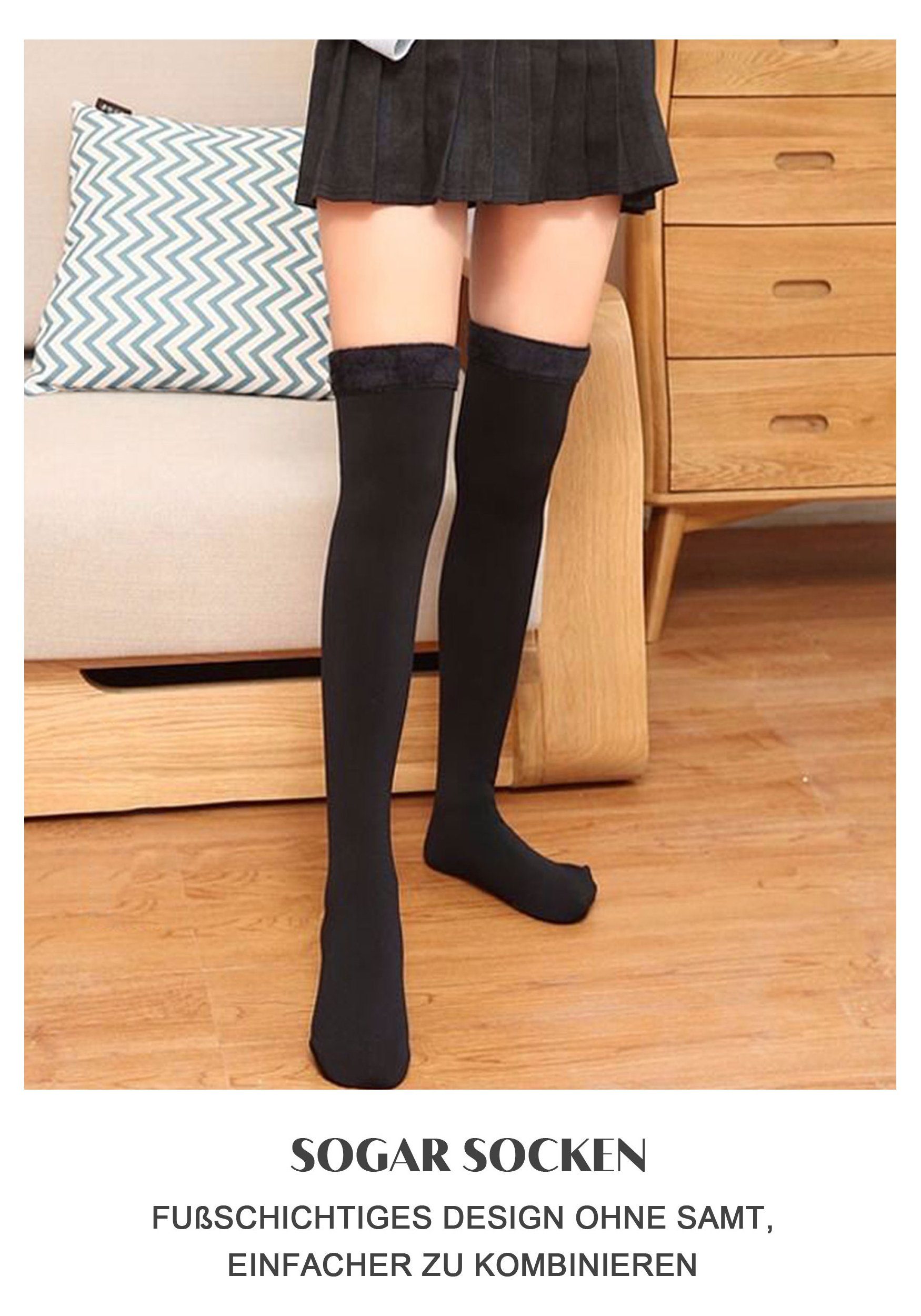 MAGICSHE Beinstulpen Overknee Verdickende Fleece Gefütterte Beinwärmer (2-St)