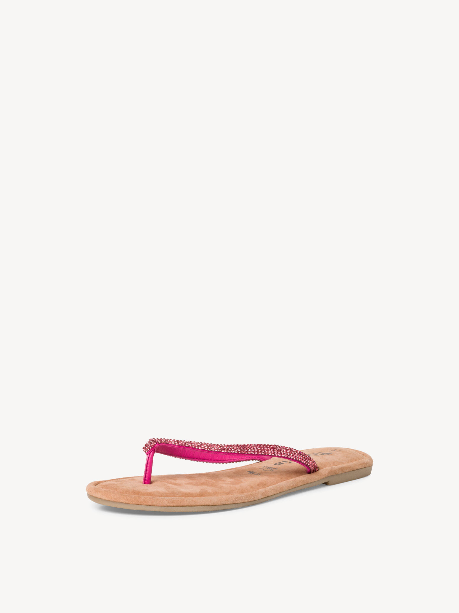 Tong en cuir - rose fuchsia