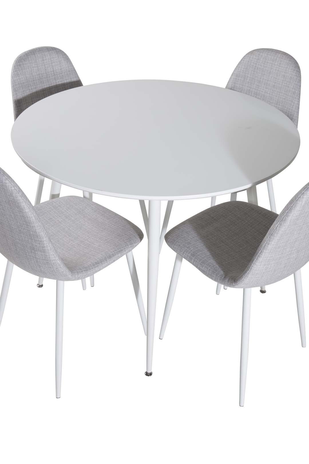 ebuy24 Essgruppe Plaza Essgruppe Tisch weiß und 4 Polar Stühle grau