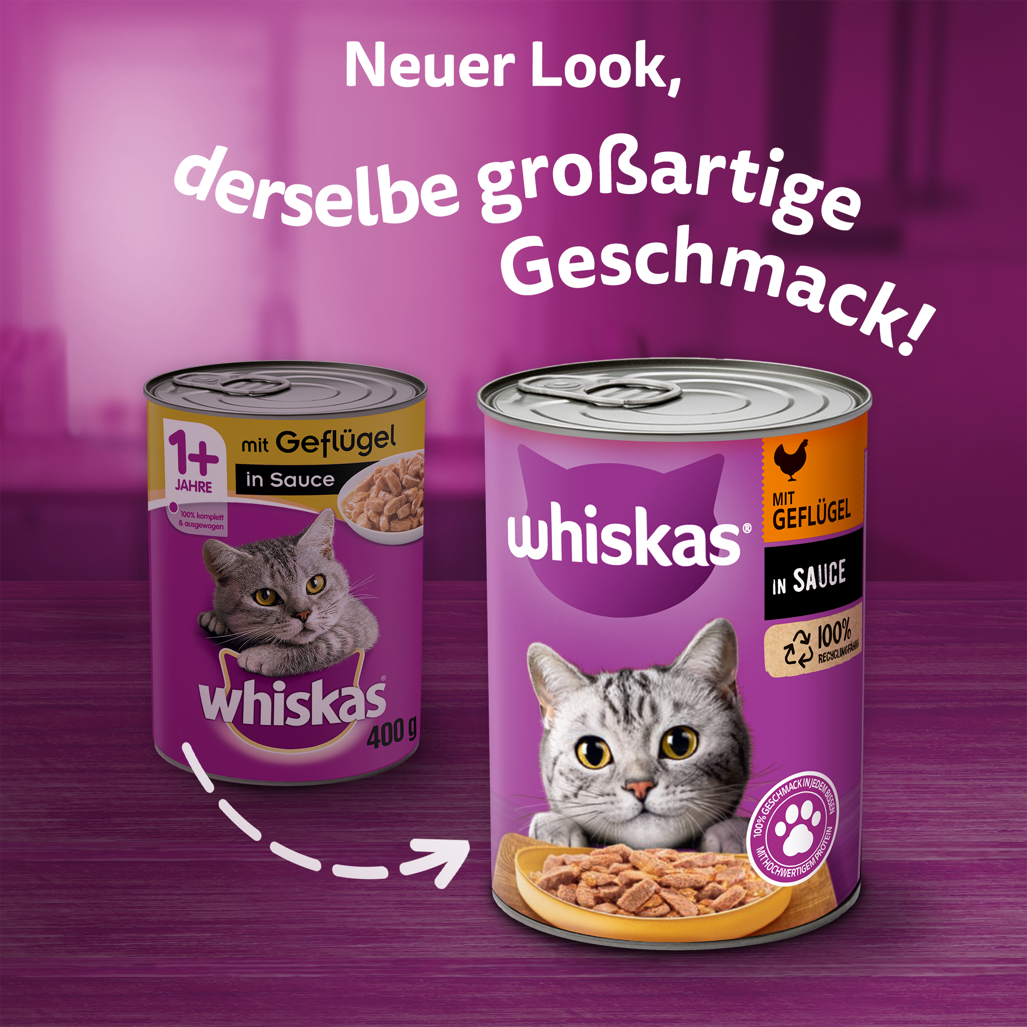 Whiskas Nassfutter Whiskas Adult 1+ Sauce 12x400g Geflügel