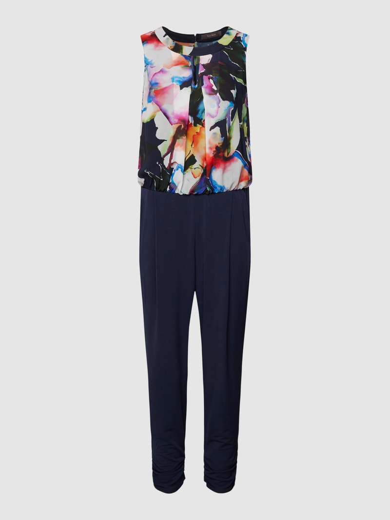Jumpsuit mit kontrastivem Muster in marineblau