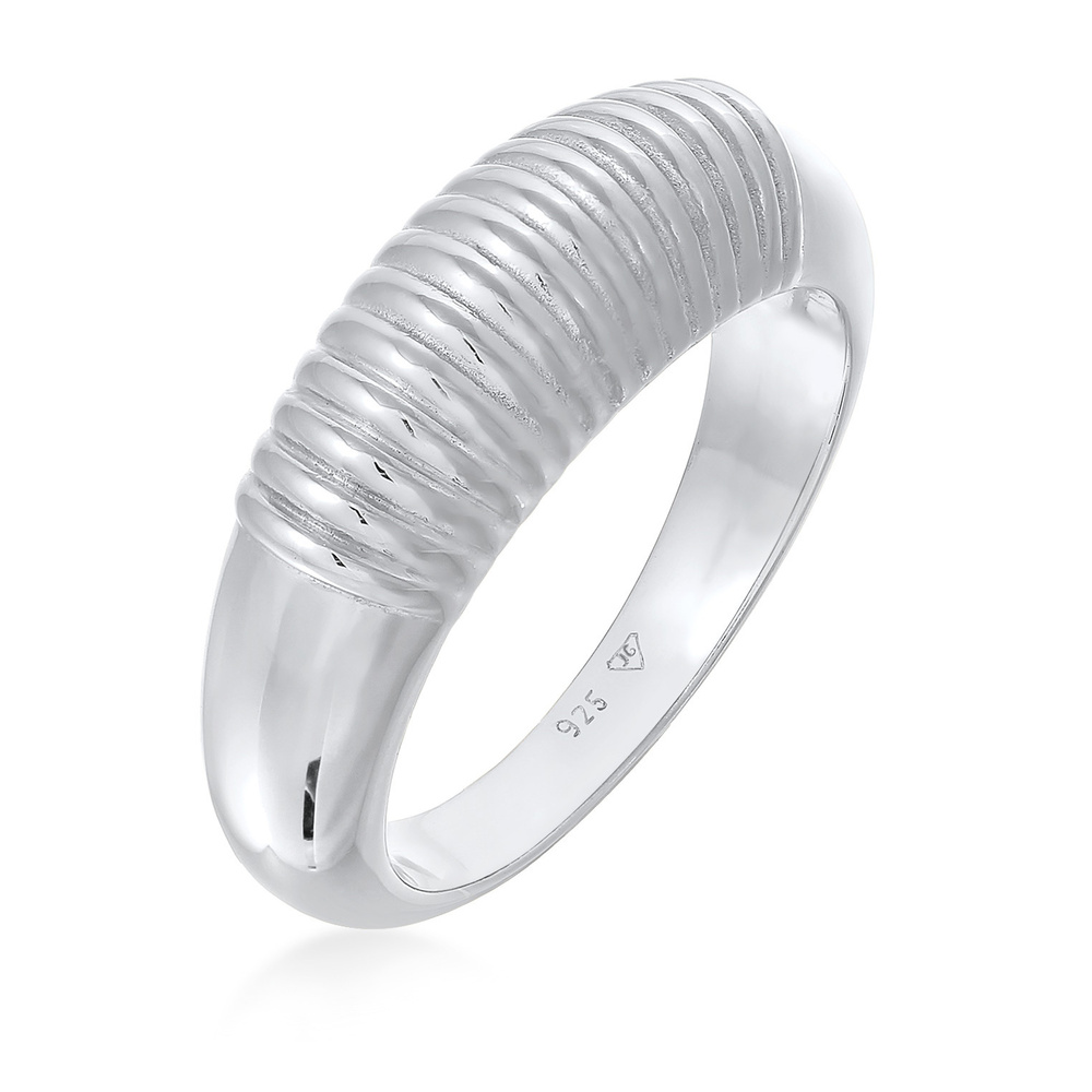 Elli PREMIUM Elli PREMIUM Bague Femmes Côtelé Design Chunky en Argent Sterling 925 Rhodié Bague