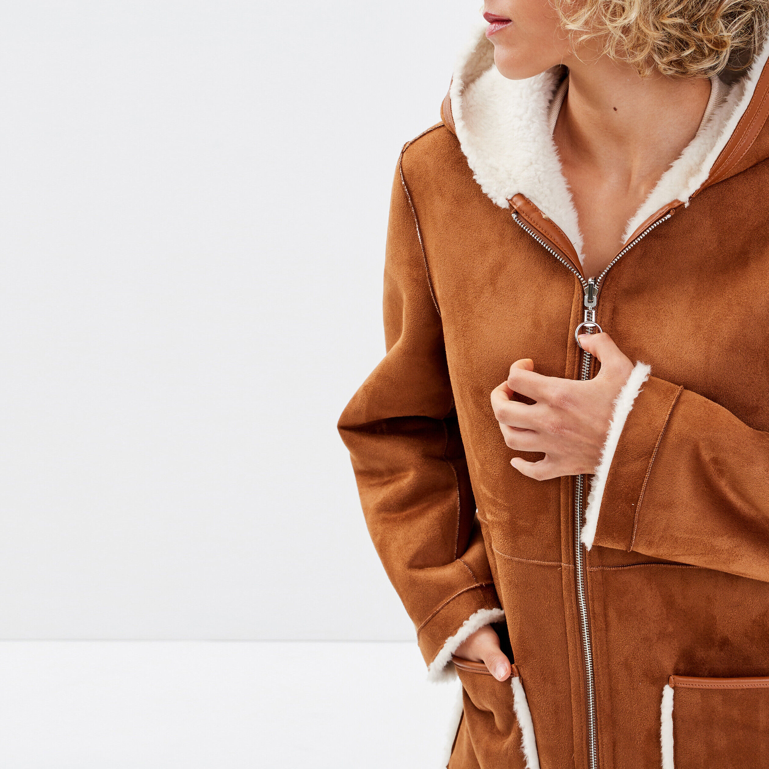 Manteau droit réversible camel femme | Cache Cache