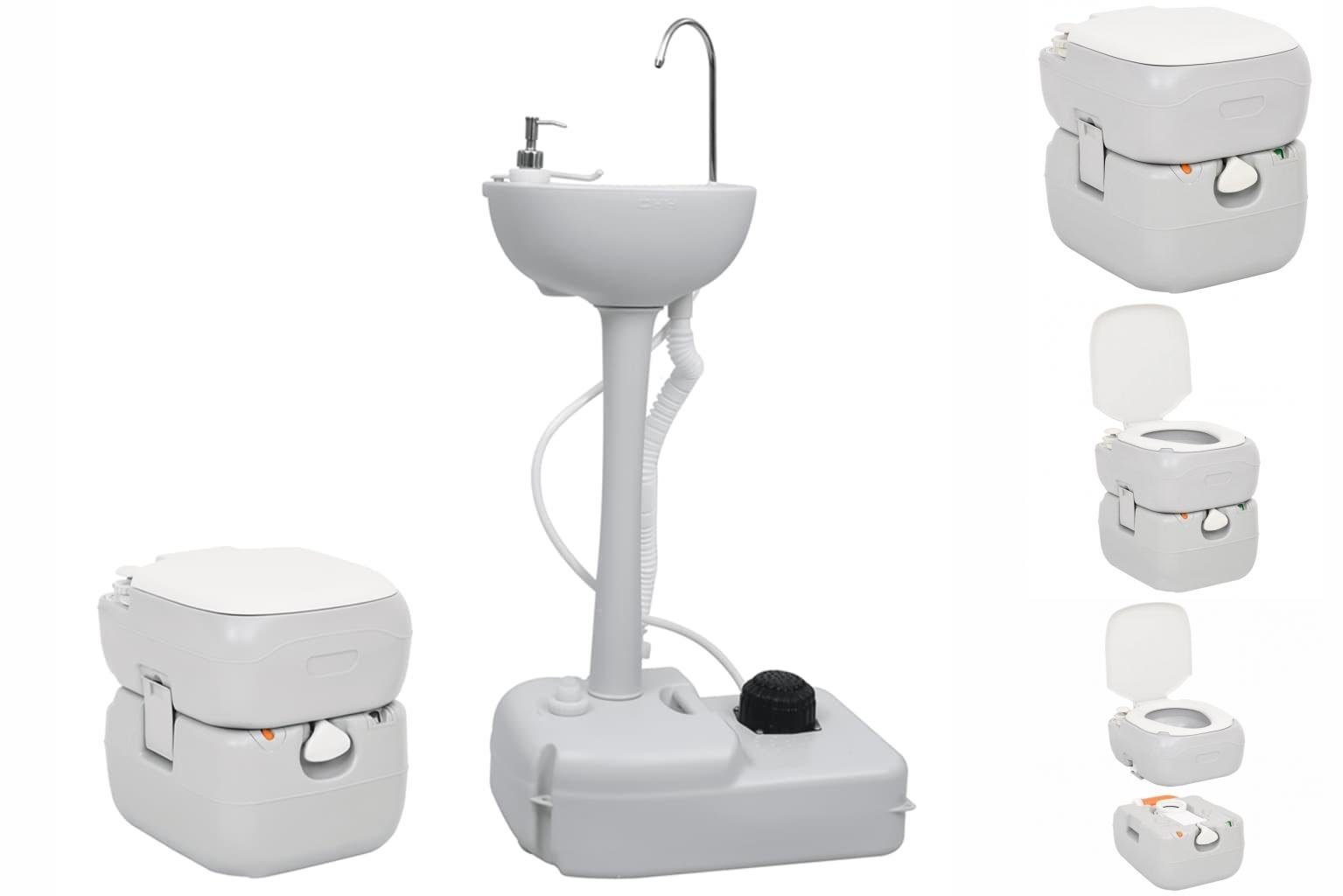 vidaXL Campingtoilette Tragbare Campingtoilette mit Waschbecken
