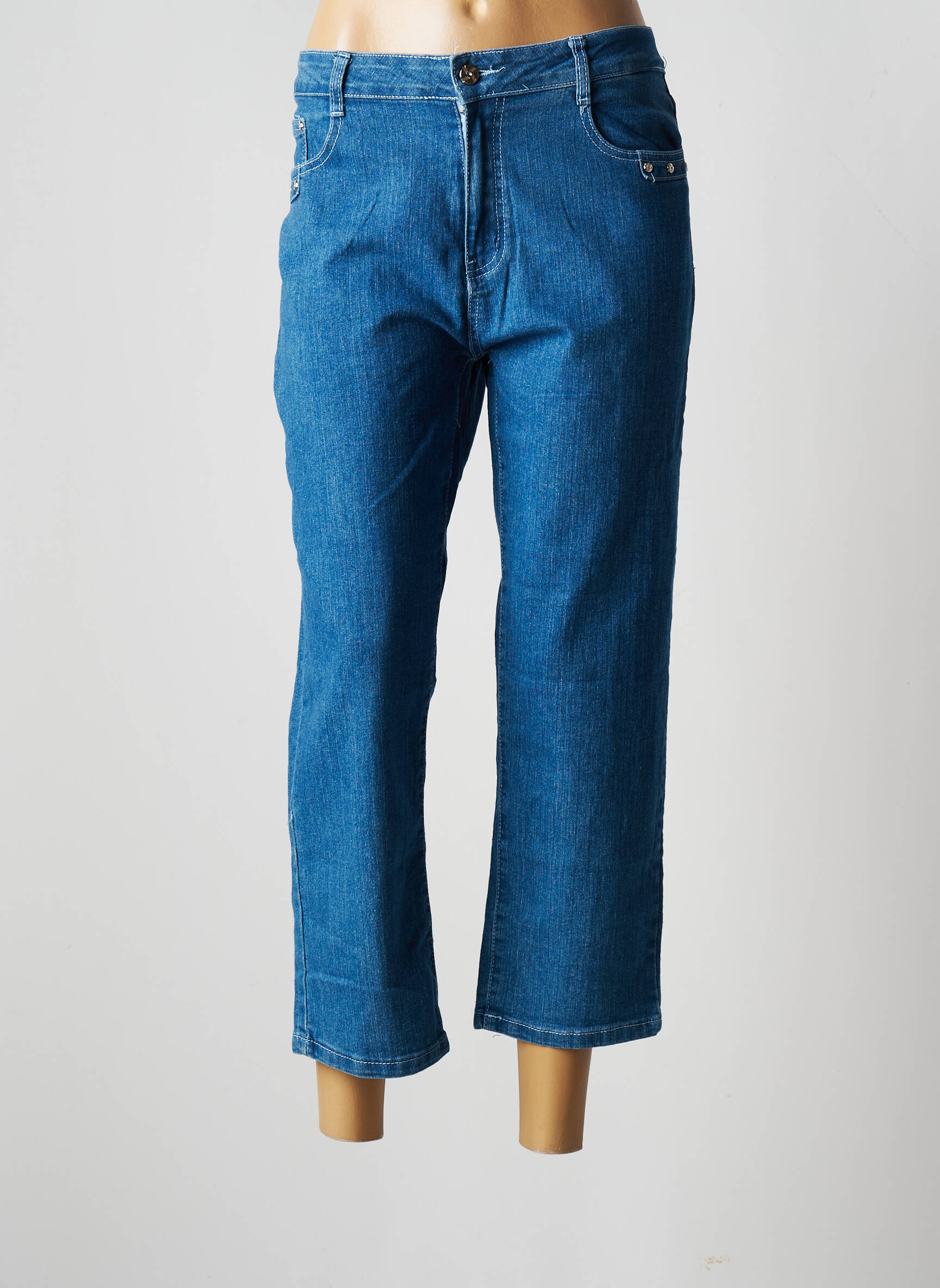 Cherry Berry Jeans Coupe Droite Femme couleur bleu