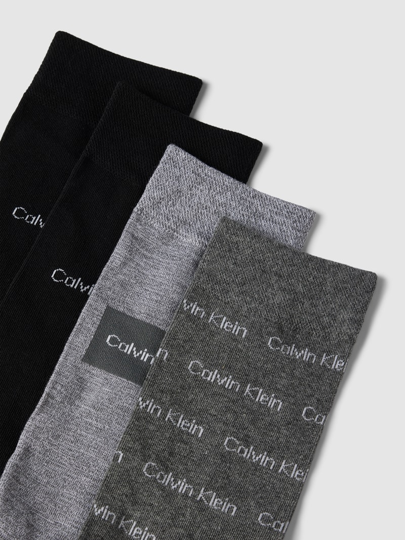 Socken mit Label-Stitching im 4er-Pack in schwarz