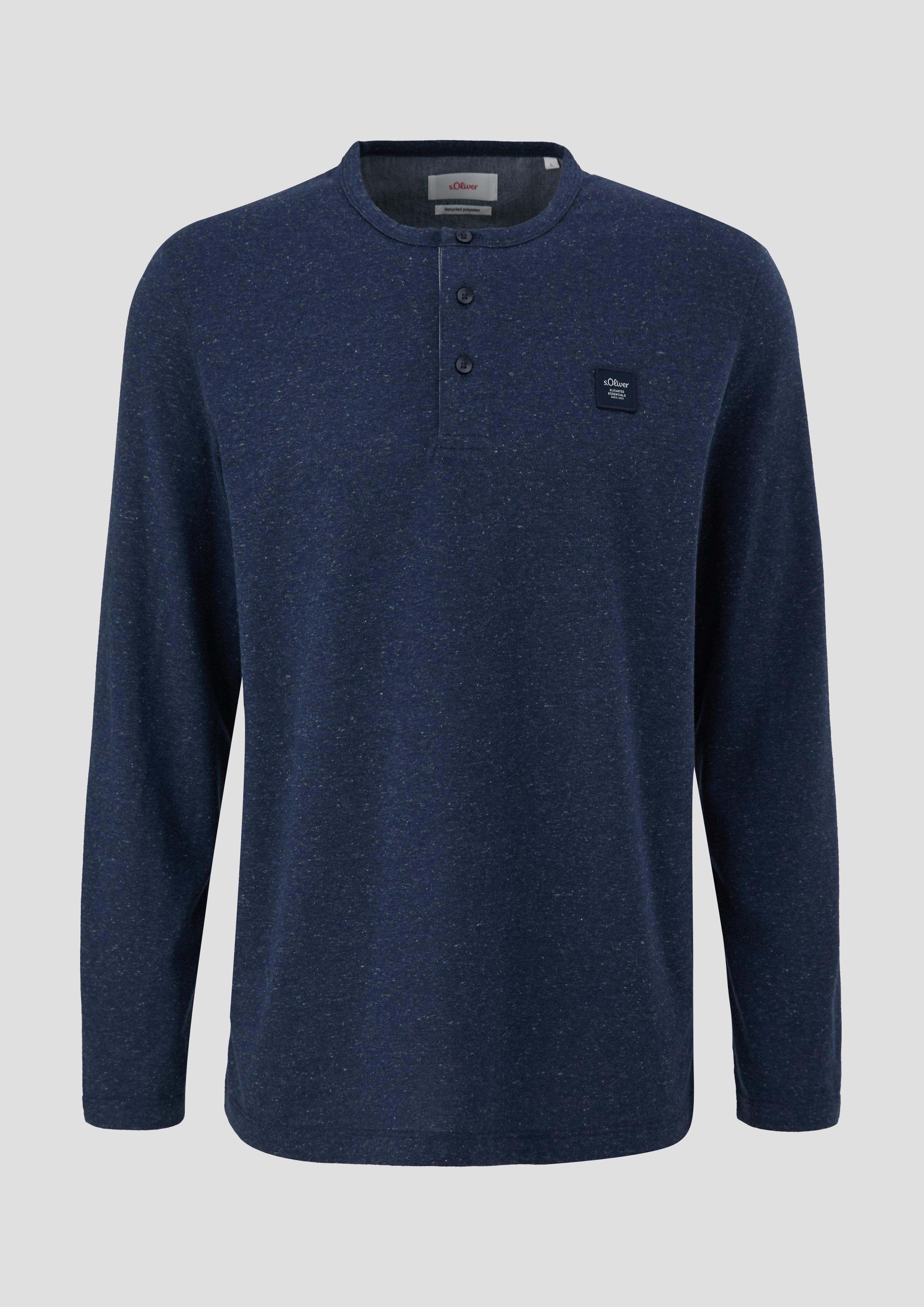 Meliertes Longsleeve mit Henleyausschnitt  2138648-59W2