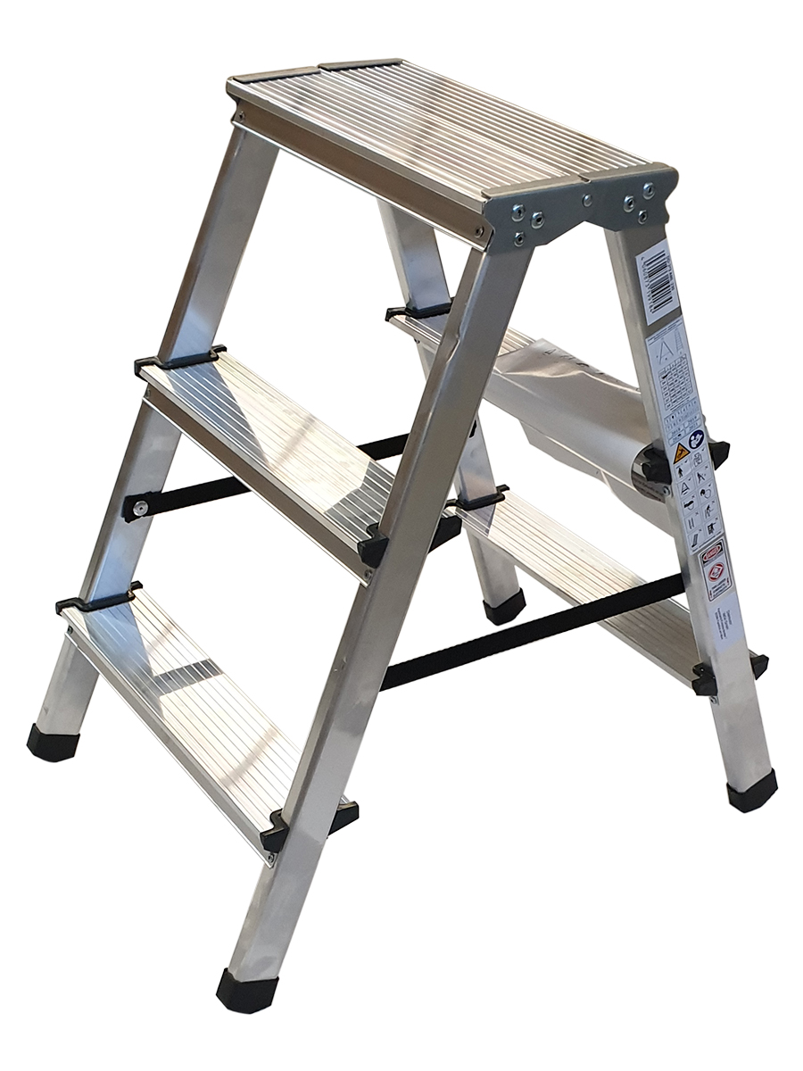 Vago-Tools Leiter Trittleiter Klappleiter zweiseitige Haushaltsleiter 2x3 Stufen