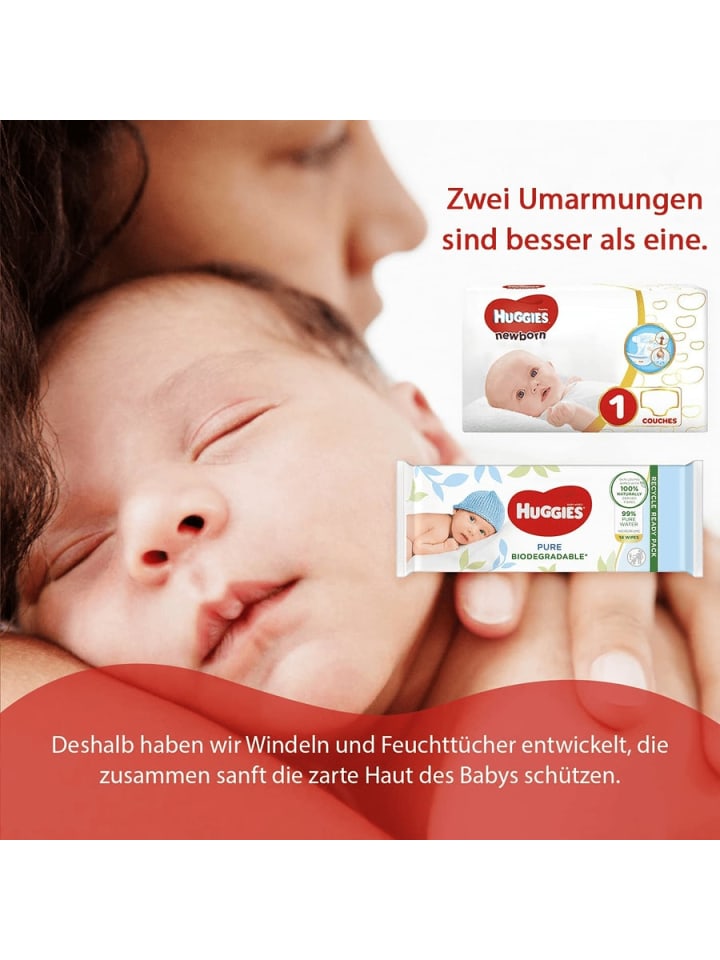 HUGGIES Feuchttücher Baby Wipes Babytücher Natural Sensitive 12 x 48 Tücher günstig kaufen onesize